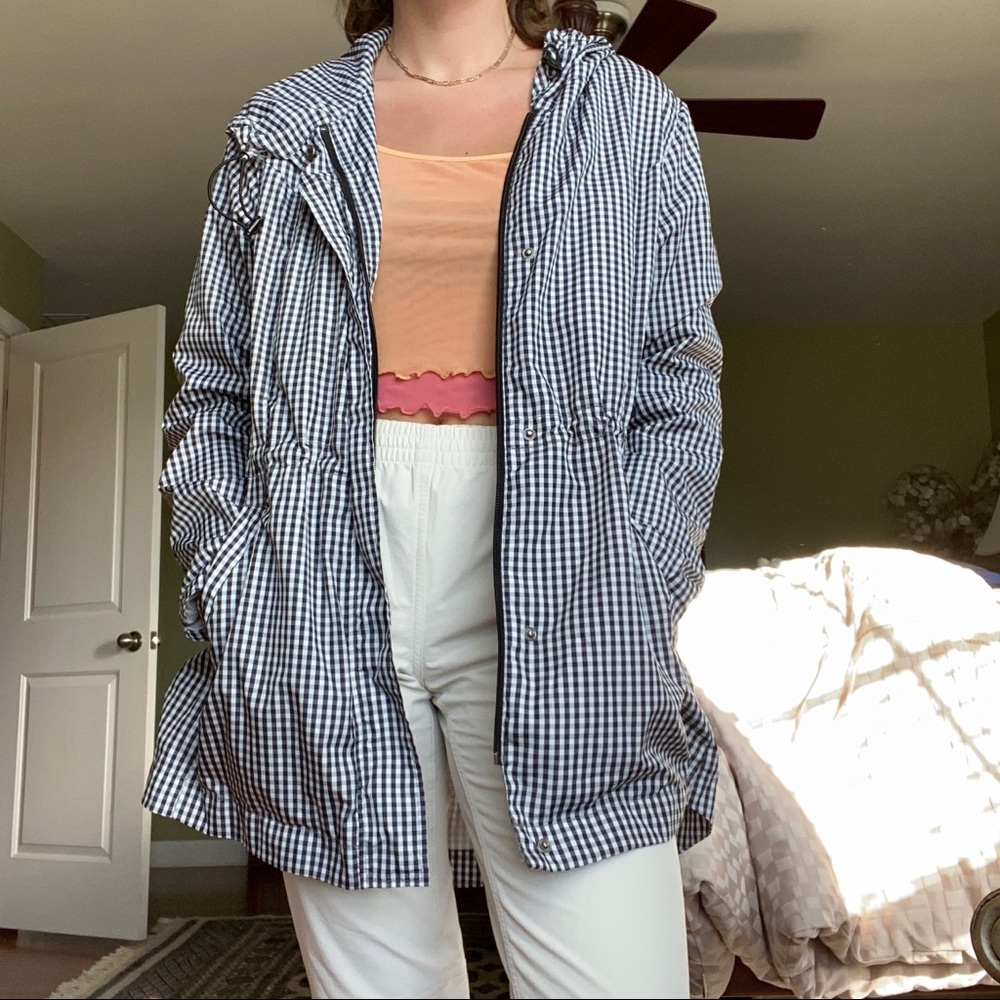 Gingham rain coat